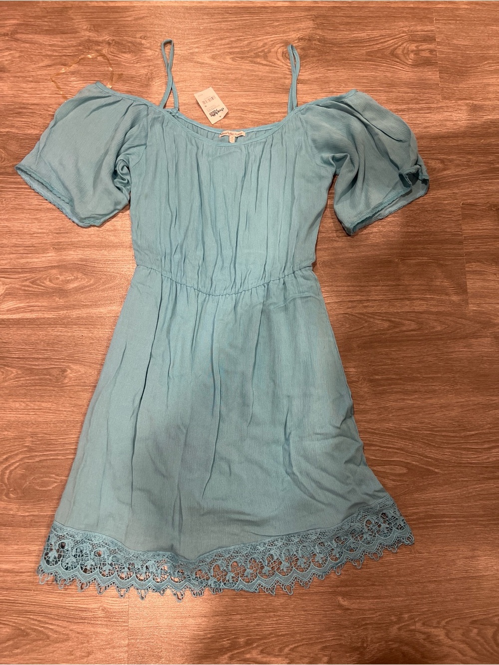 Charlotte Russe Light Teal Short-Sleeve dress